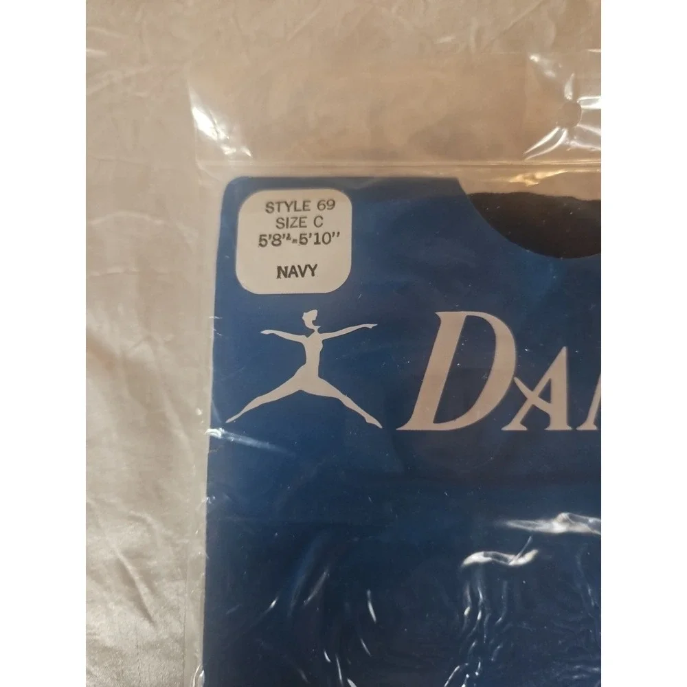 VTG NEW DANSKIN NAVY CLASSIC TIGHTS‎ DANCE FASHION OPAQUE EXERCISE *C